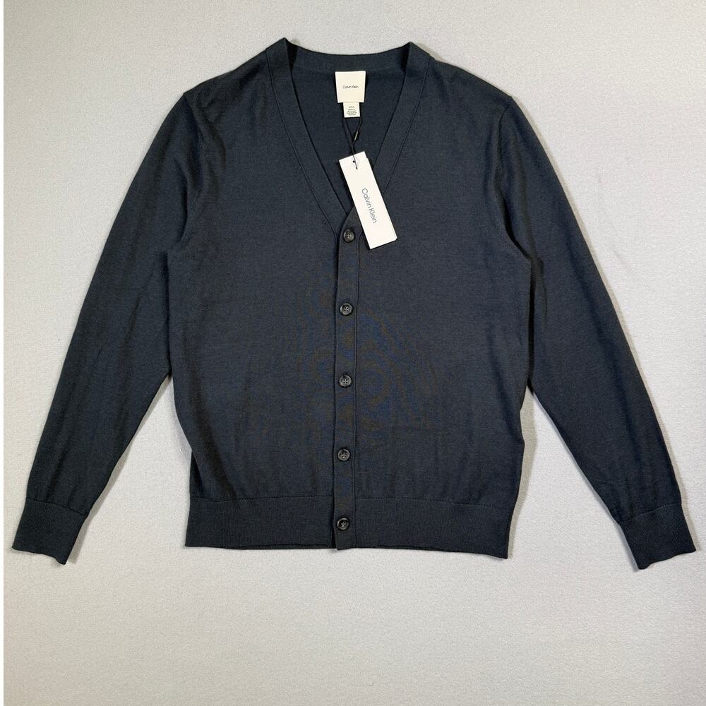 Calvin Klein Men's Regular-Fit V-Neck Cardigan - Vulcan gray small $129